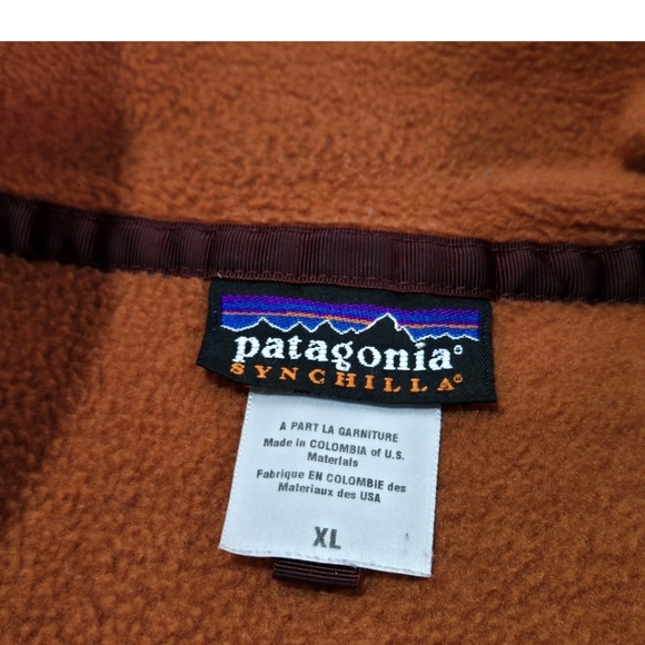 XL PATAGONIA SYNCHILLA Snap T Pullover Orange Fleece Mens XLARGE 1998 Vintage